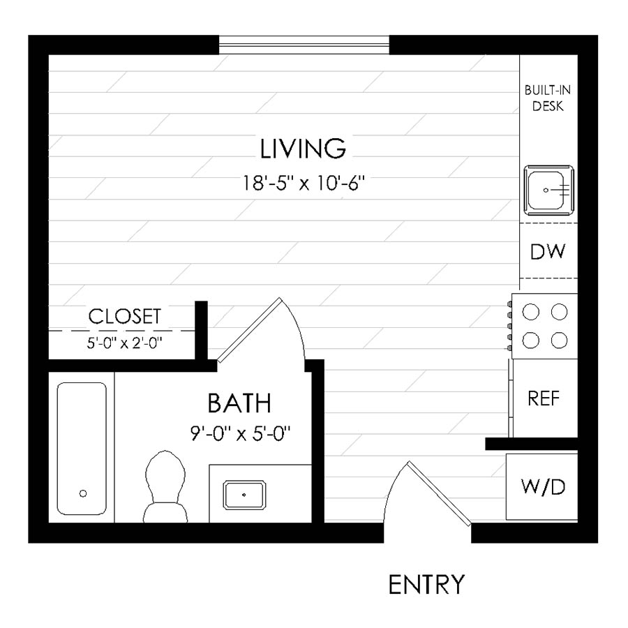 Studio, 1 Bathroom S5 floor plan