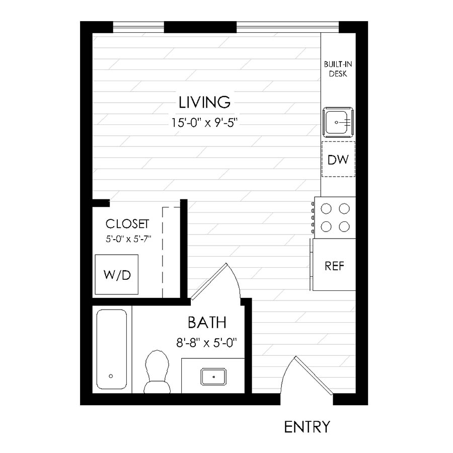 Studio, 1 Bathroom S10 floor plan