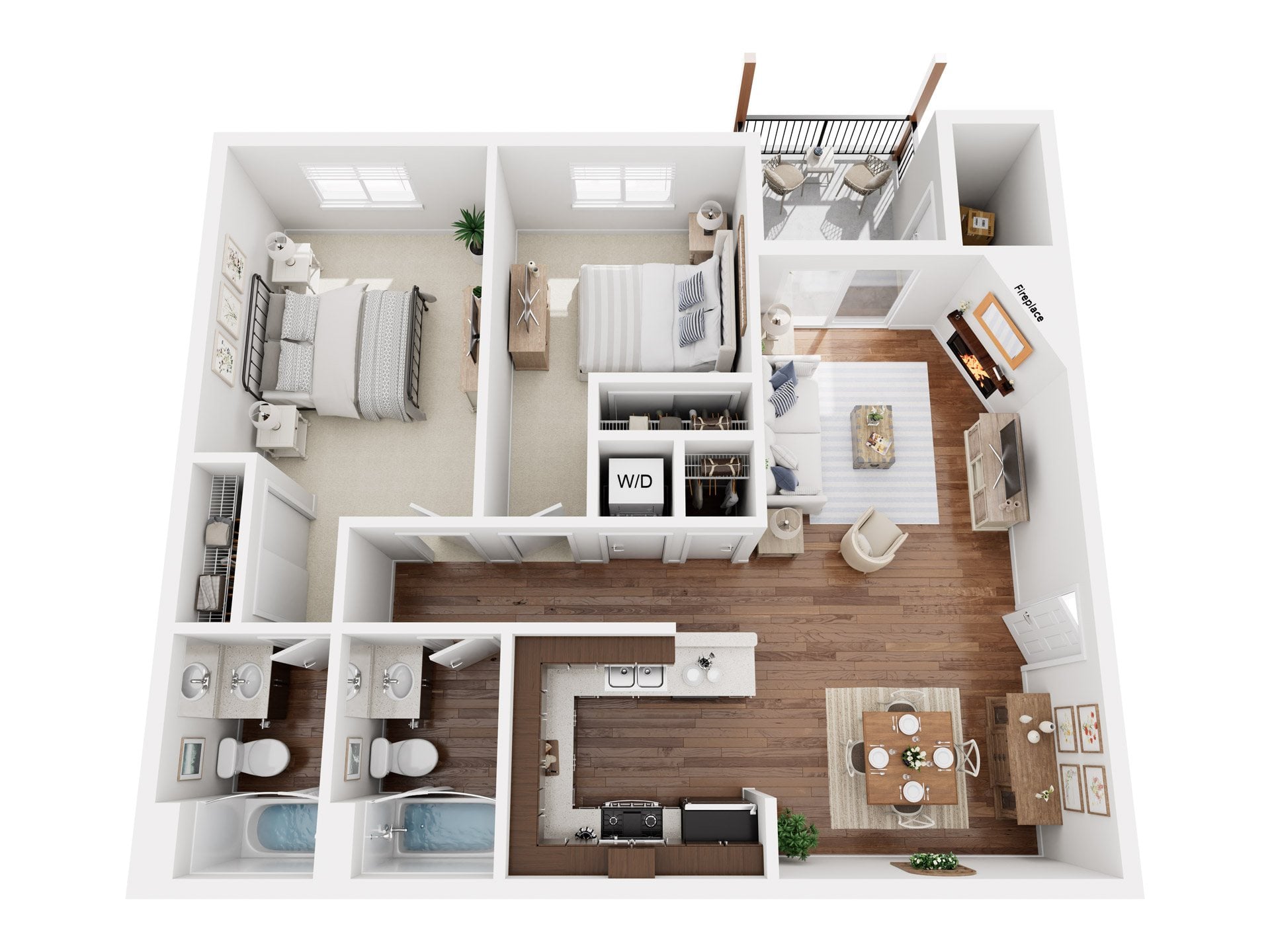 PLAN D - TWO BEDROOM floor plan