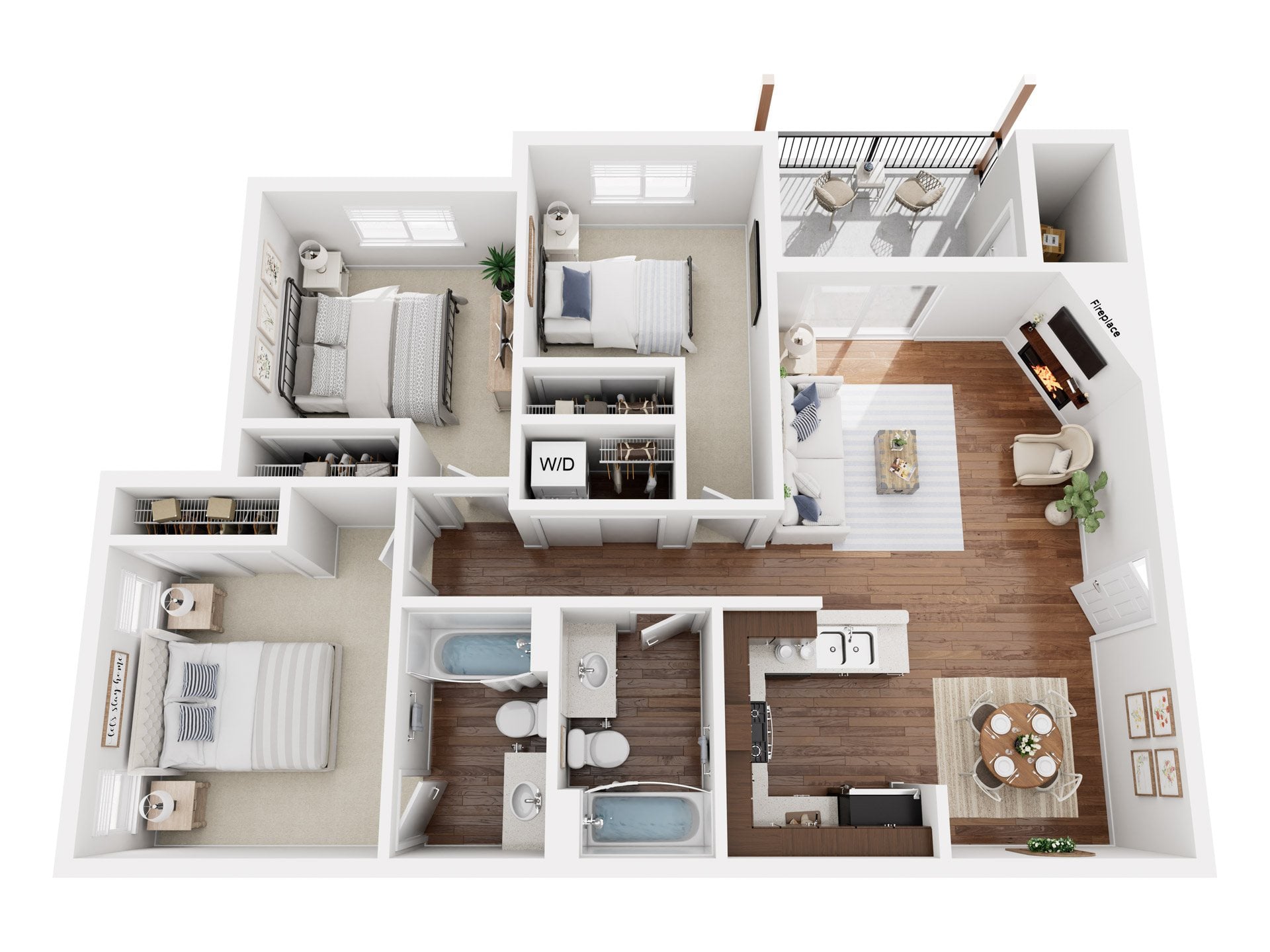 PLAN F - THREE BEDROOM floor plan