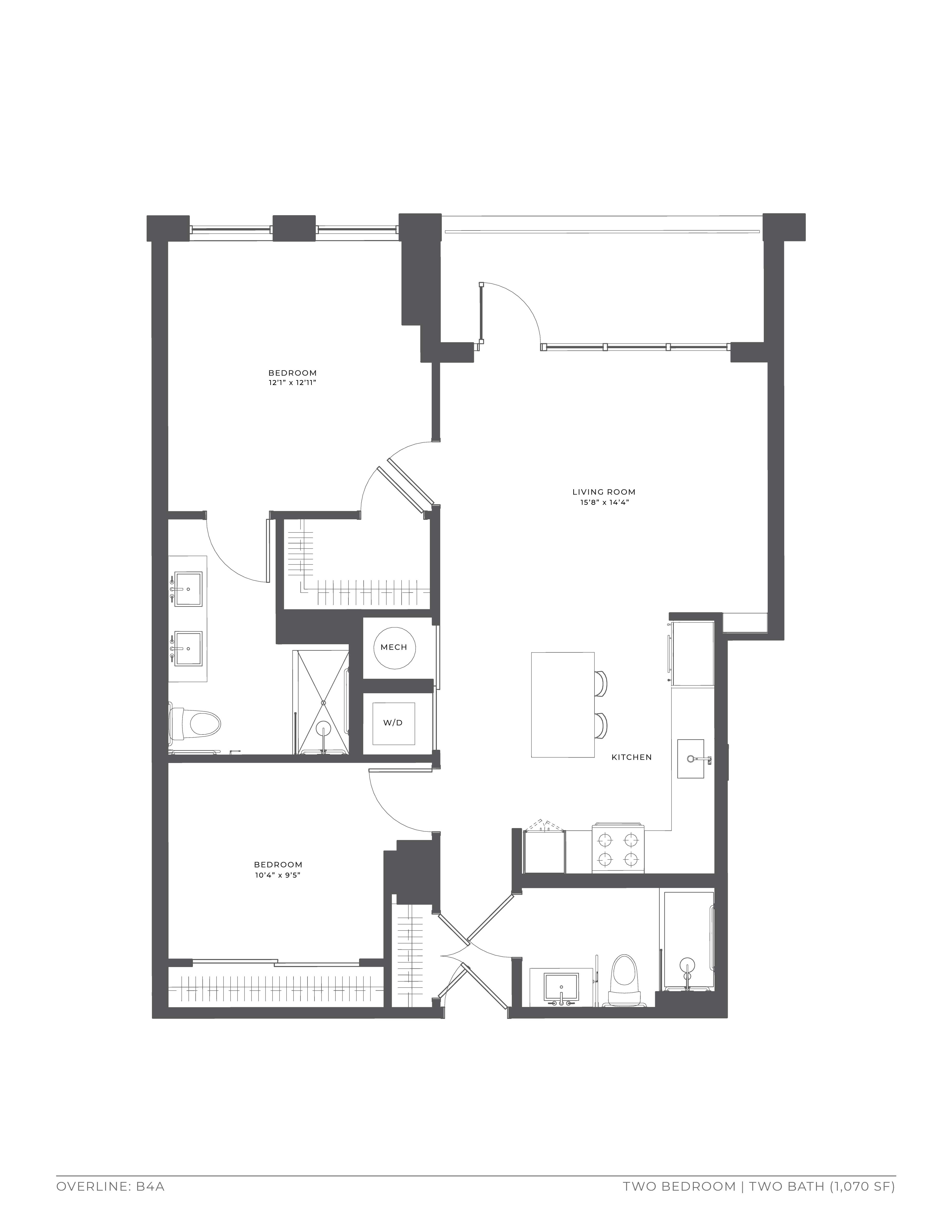1 Bed/2 Bath Den-B4a floor plan