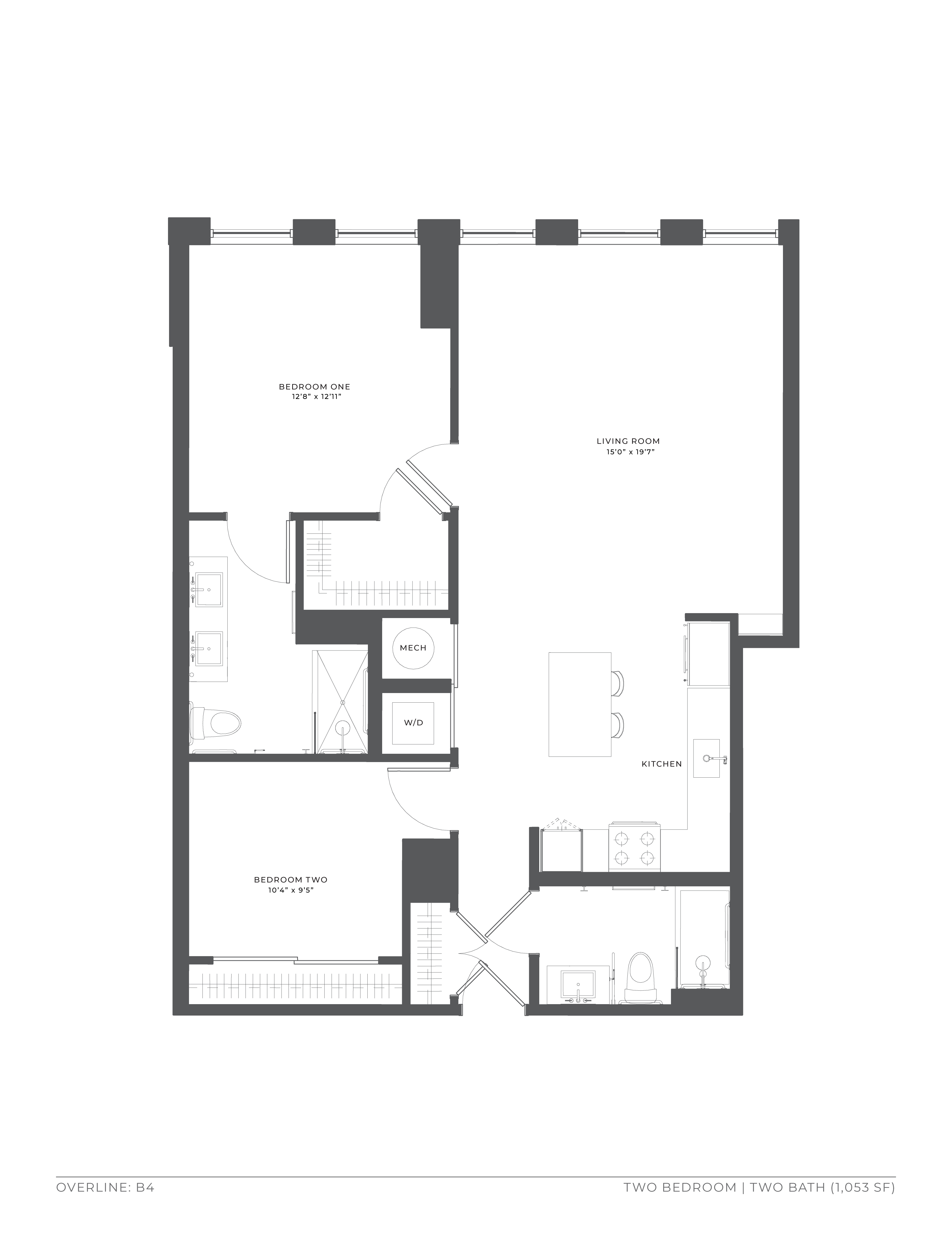 1 Bed/2 Bath Den-B4 floor plan