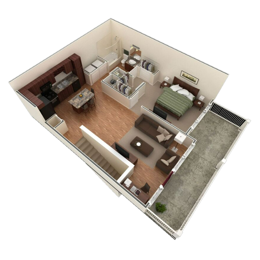 1 BR Designer Overlook floor plan