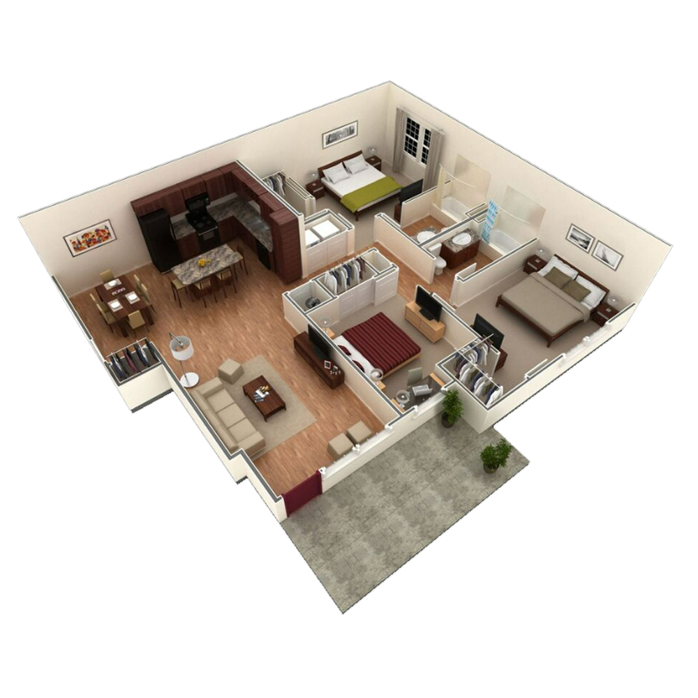 3 BR Grand Courtyard floor plan