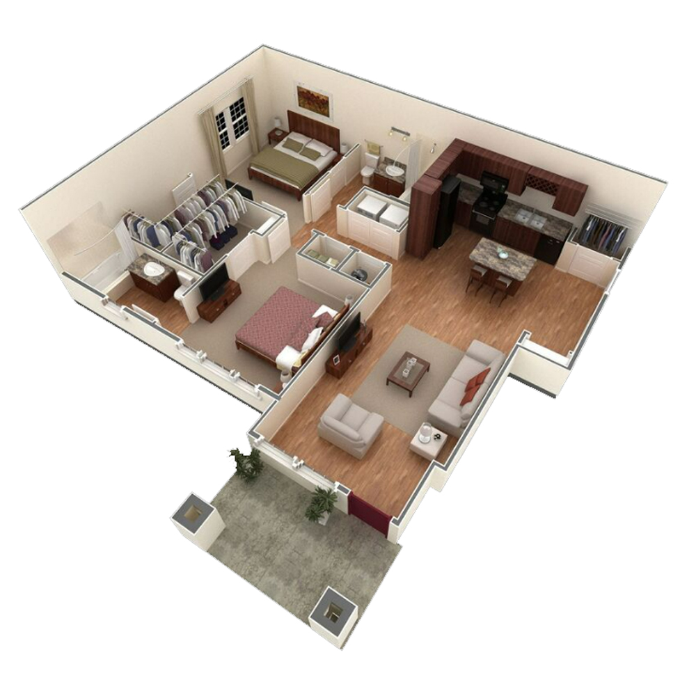 2 BR Designer Courtyard floor plan