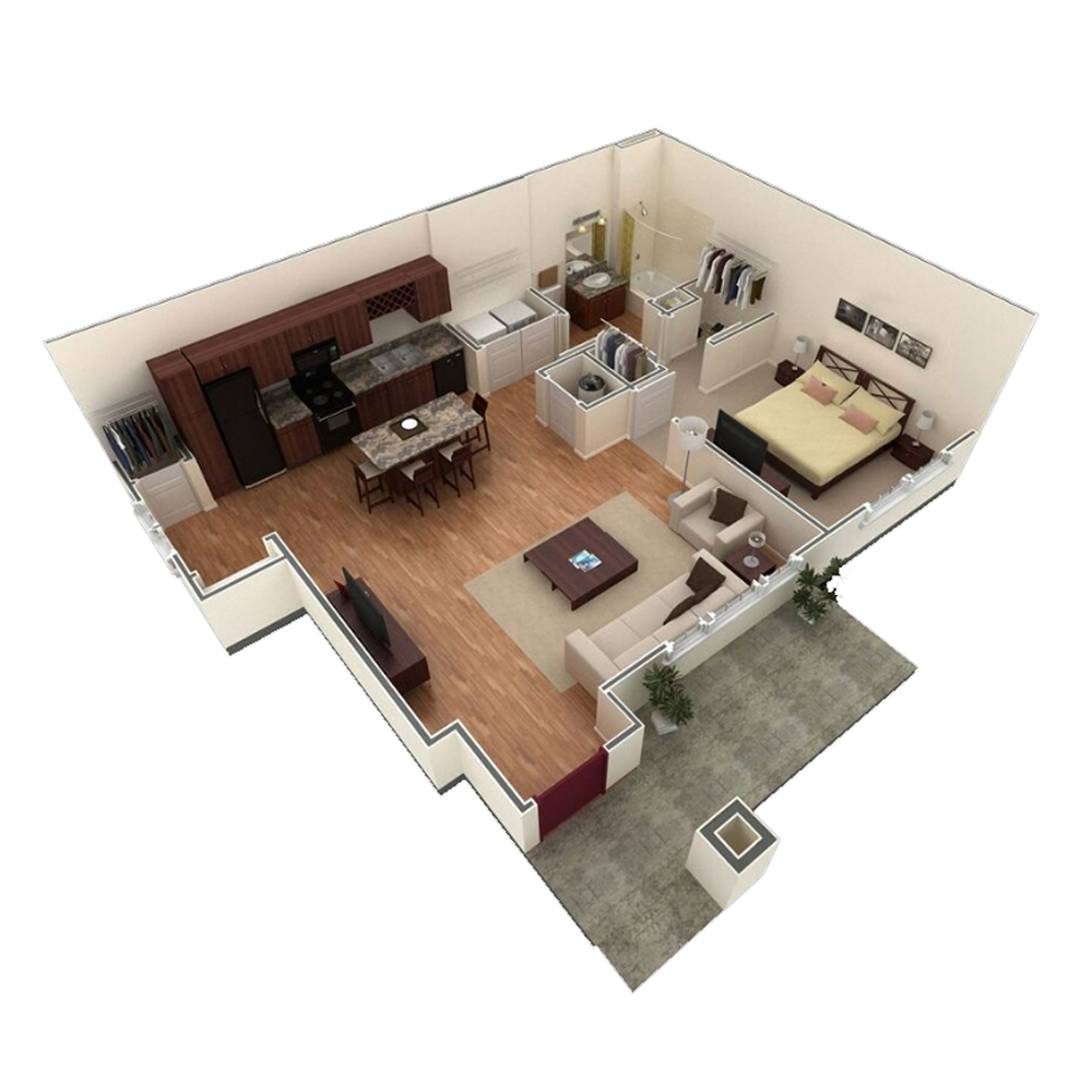 1 BR Grand Courtyard floor plan