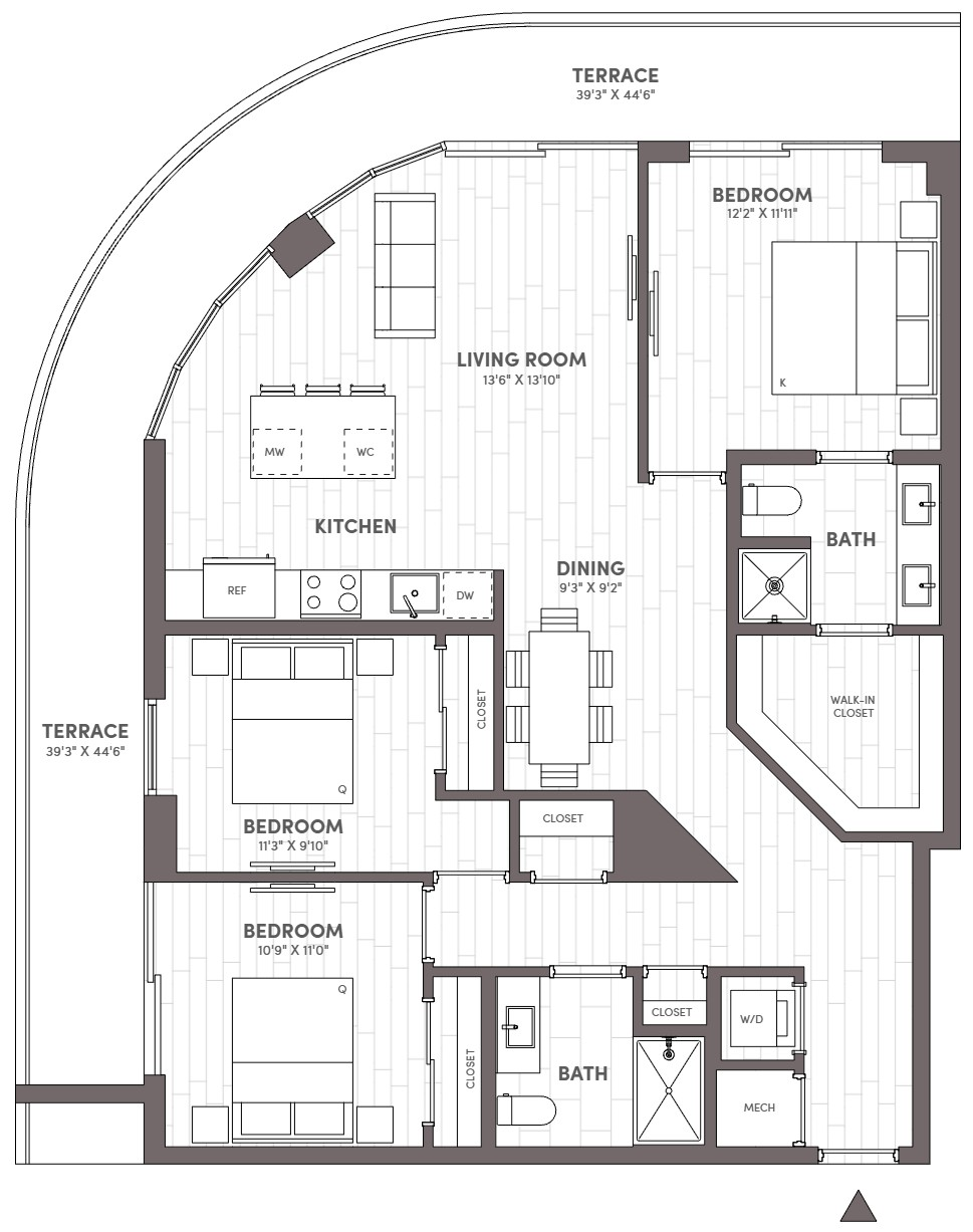 3 Bed-2 Bath-F floor plan