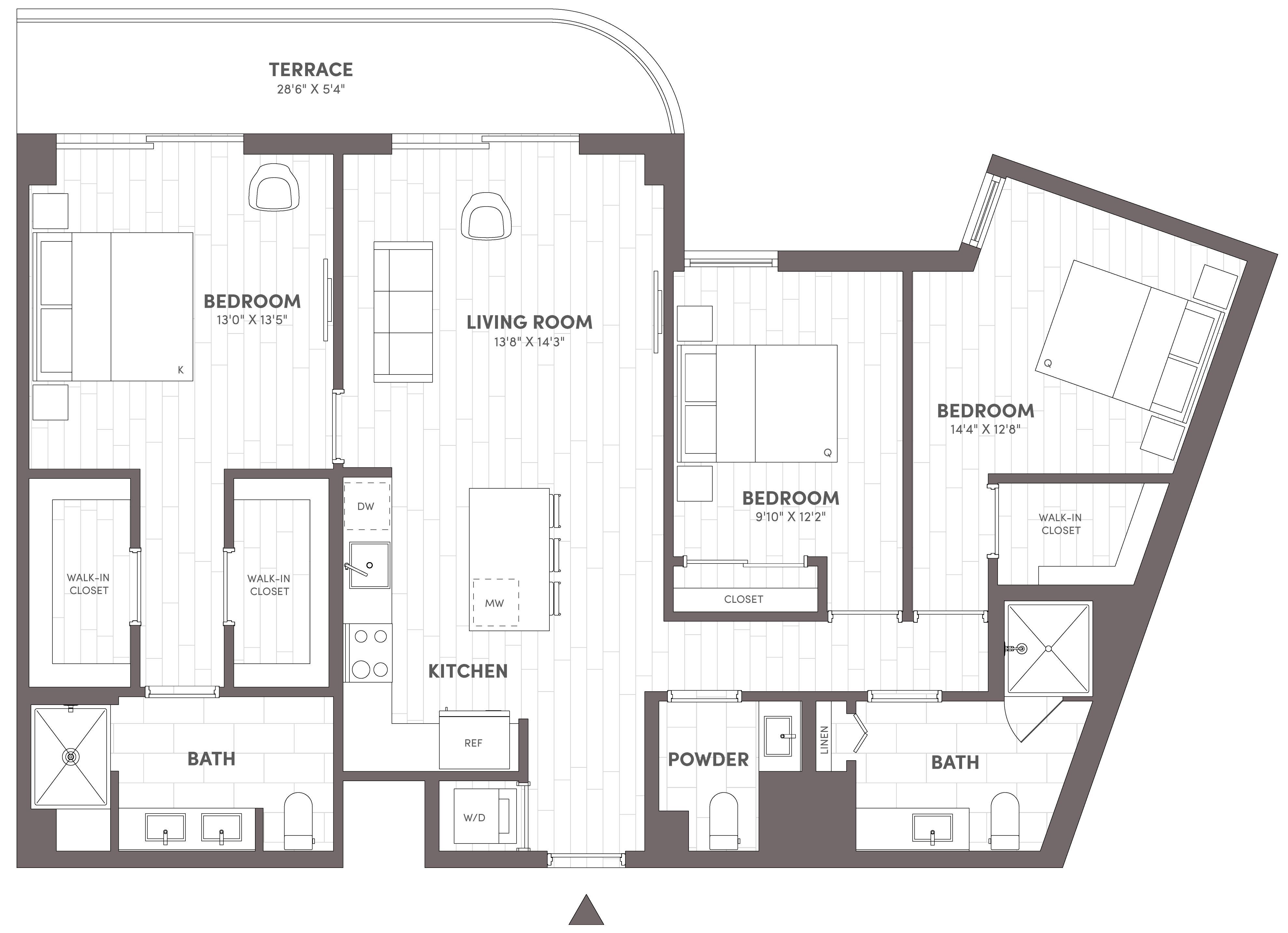 3 Bed-2.5 Bath-E floor plan