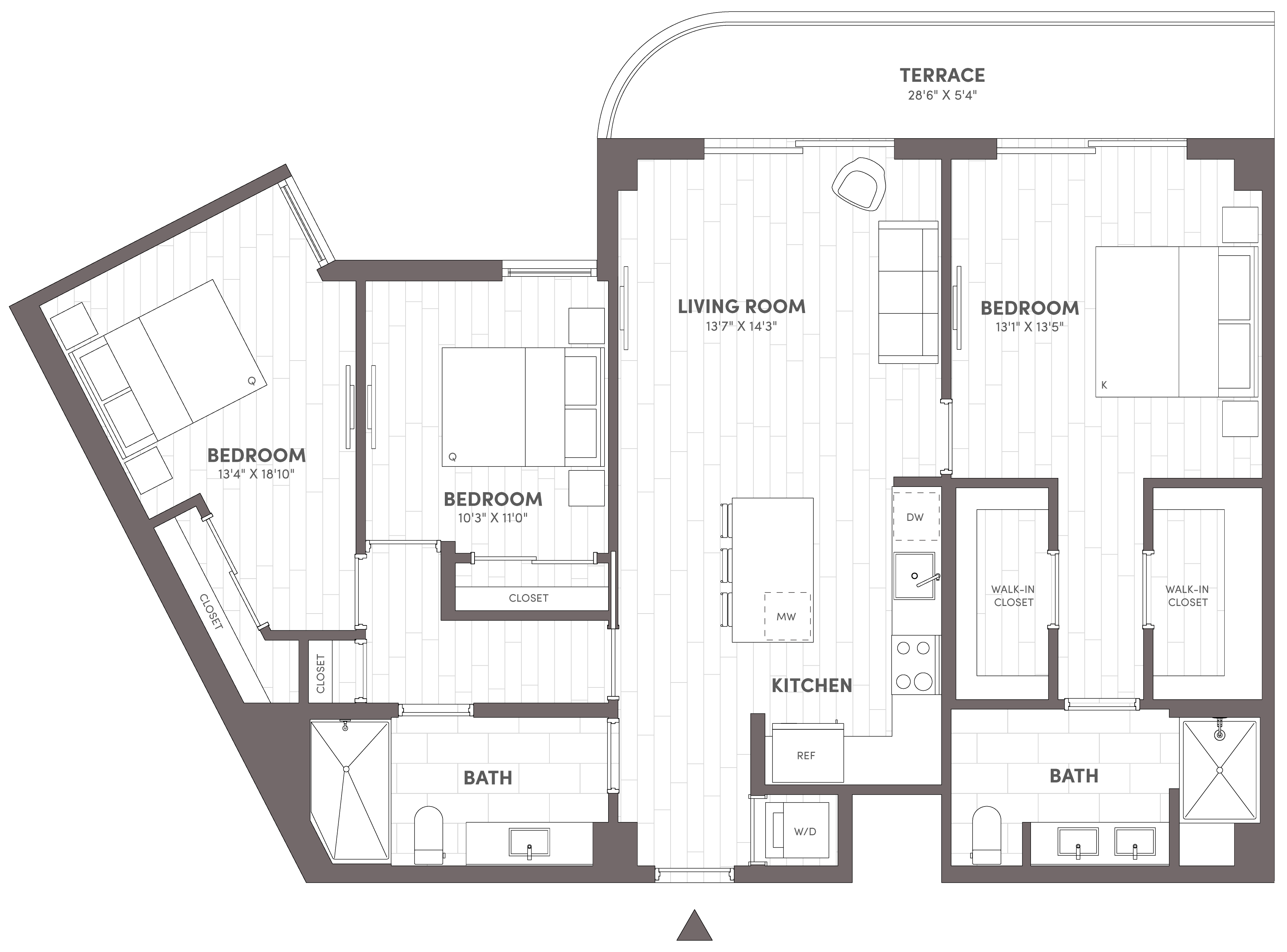 3 Bed-2 Bath-E1 floor plan