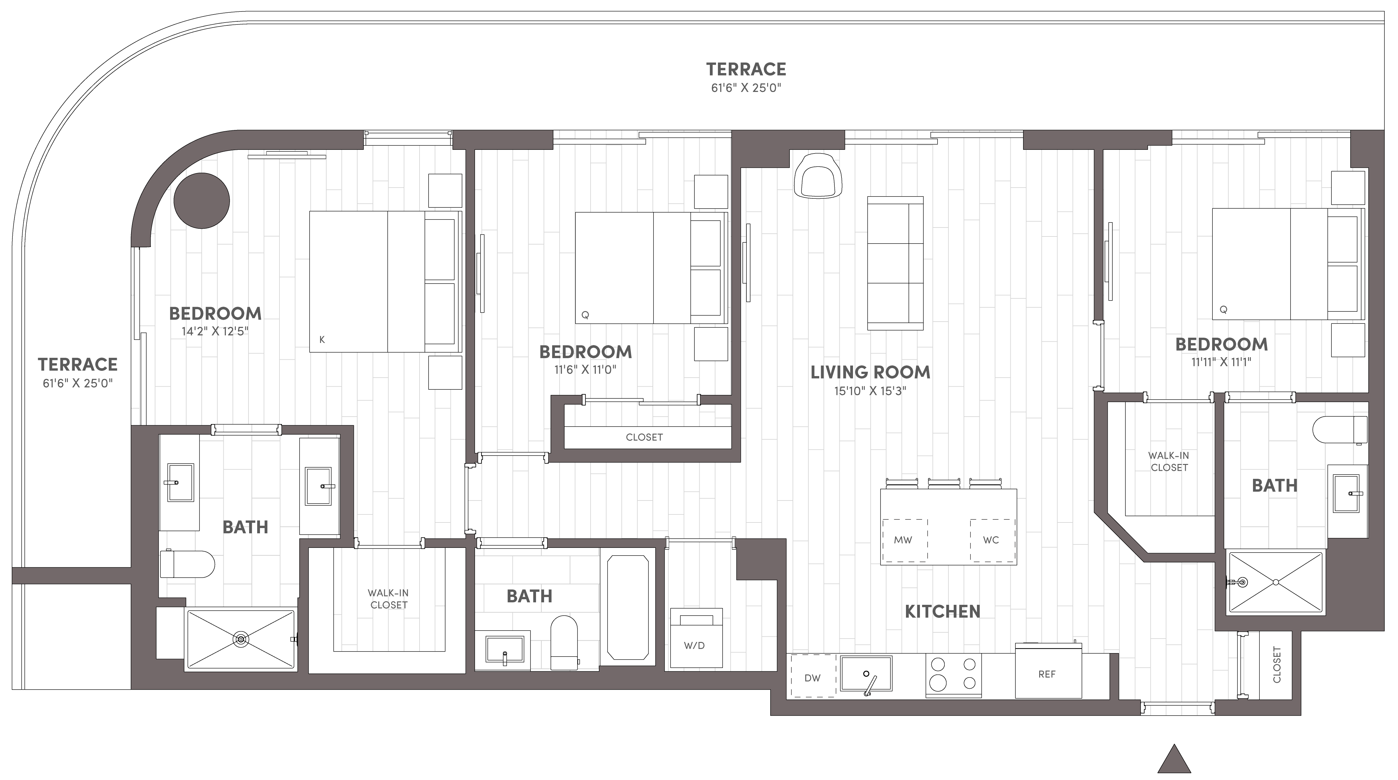 3 Bed-3 Bath-F2 floor plan