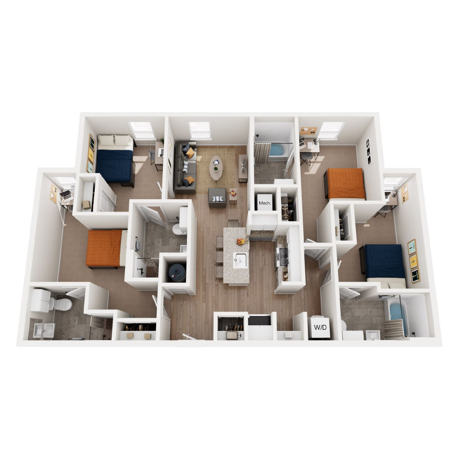 Four Bedroom A floor plan
