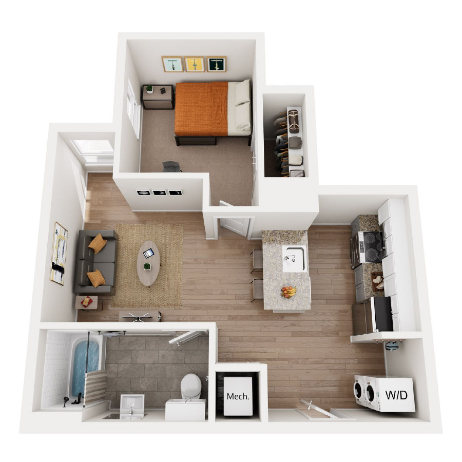 One Bedroom E floor plan