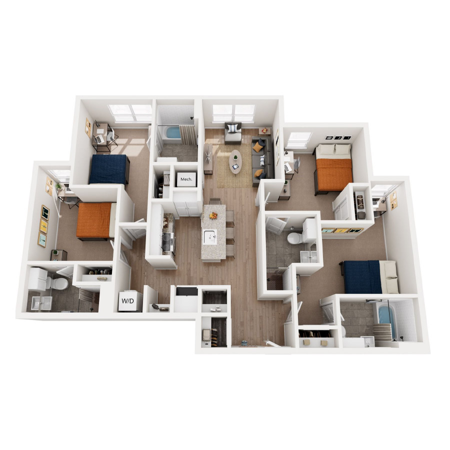 Four Bedroom F floor plan
