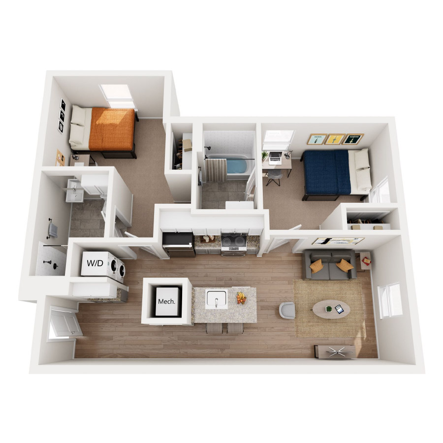 Two Bedroom D floor plan
