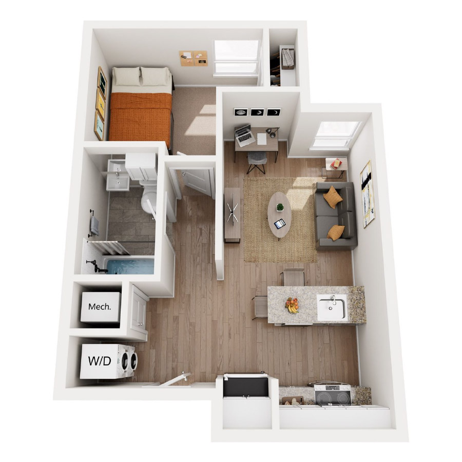 One Bedroom D floor plan