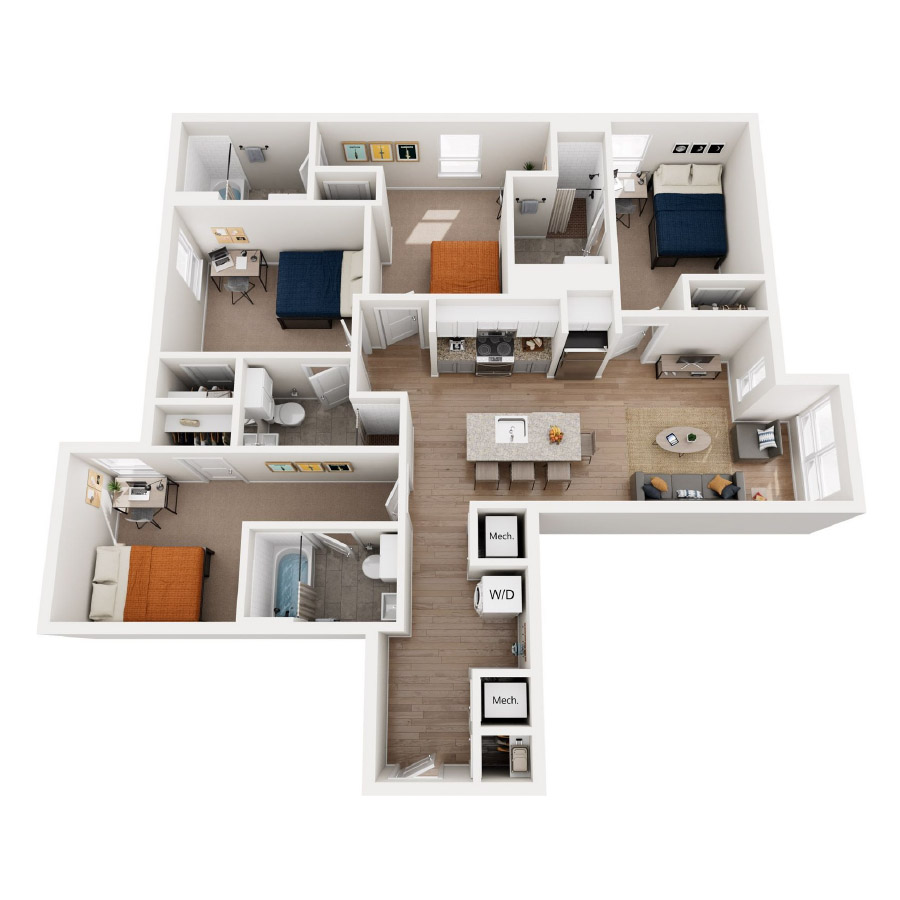 Four Bedroom D floor plan