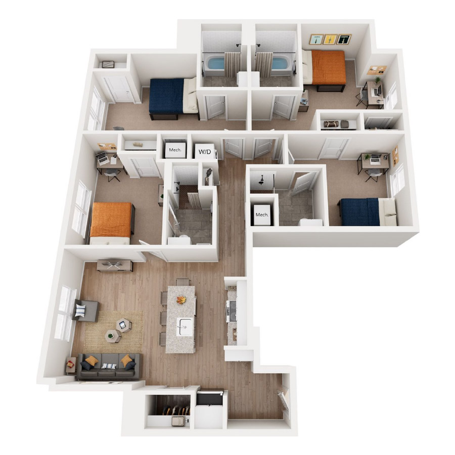 Four Bedroom E floor plan