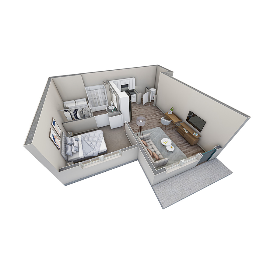 1 BR Horizon Courtyard floor plan