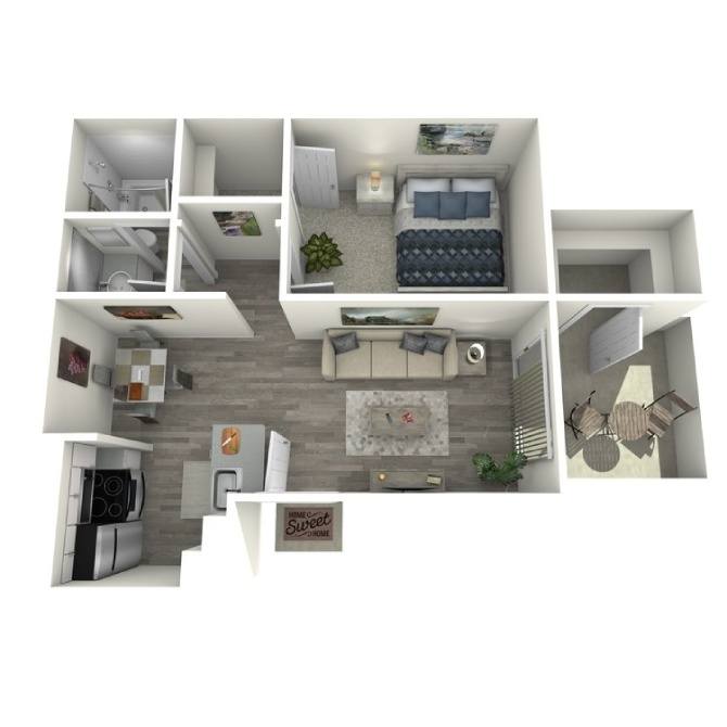 1 Bed 1 Bath A floor plan