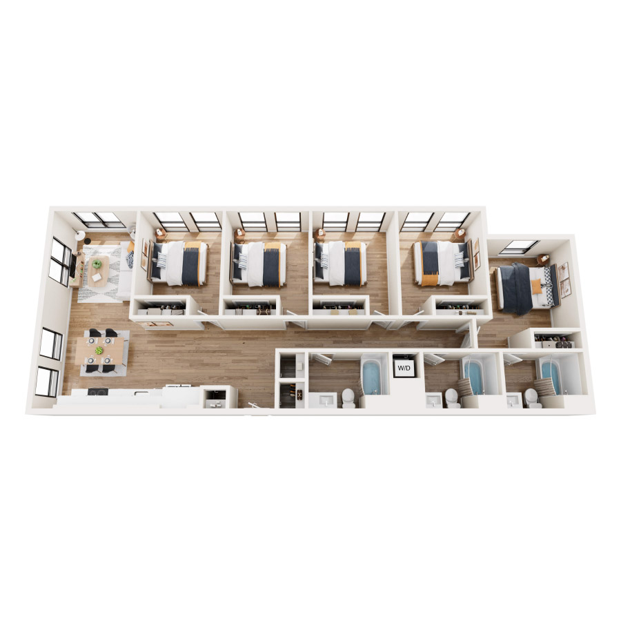 Private Bedroom in Shared 5 Bed 3 Bath - D floor plan