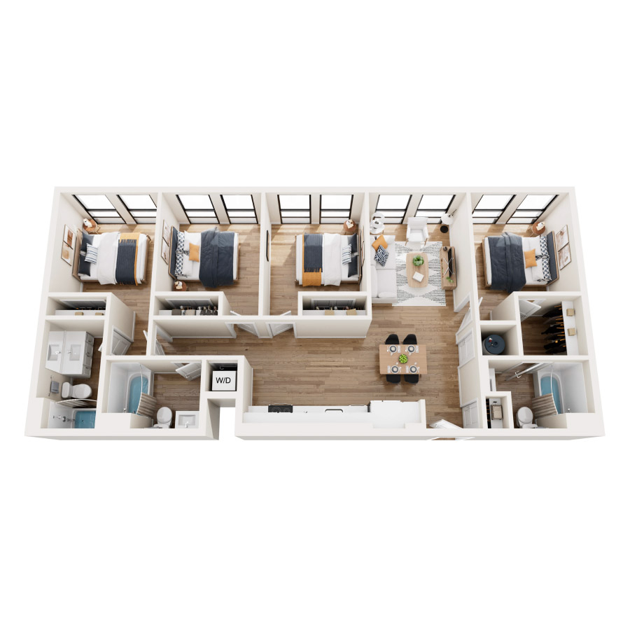Private Bedroom in Shared 4 Bed 3 Bath - E floor plan