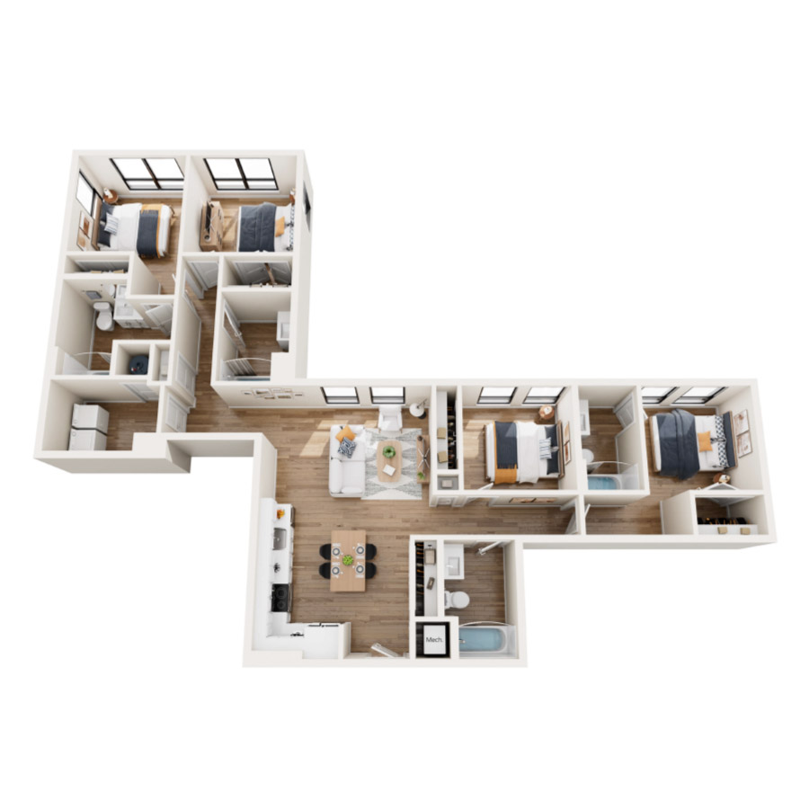 Private Bedroom in Shared 4 Bed 4 Bath - H floor plan
