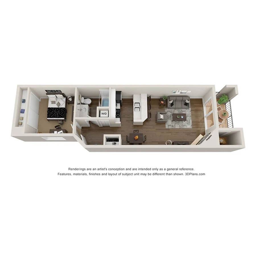 1x1C Renovated floor plan
