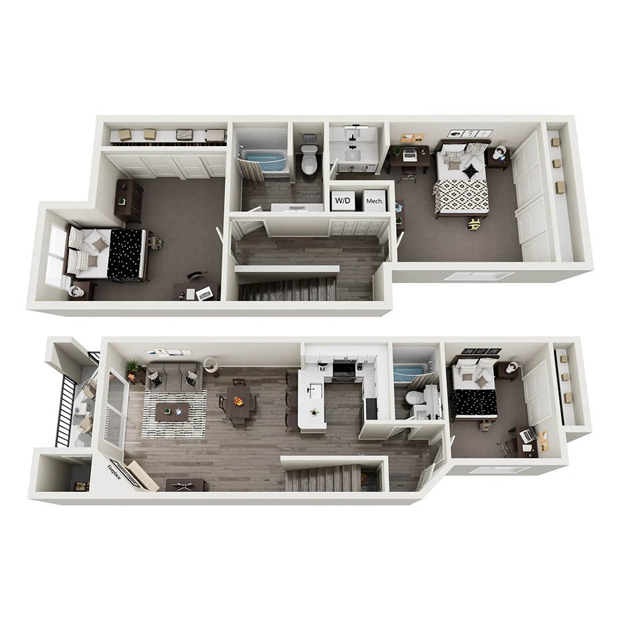 Renovated 3x2 floor plan
