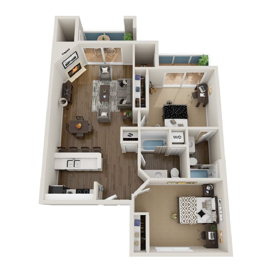 Renovated 2x2 Flat floor plan