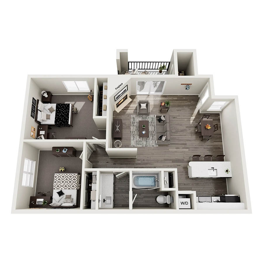 Renovated 2x1 floor plan