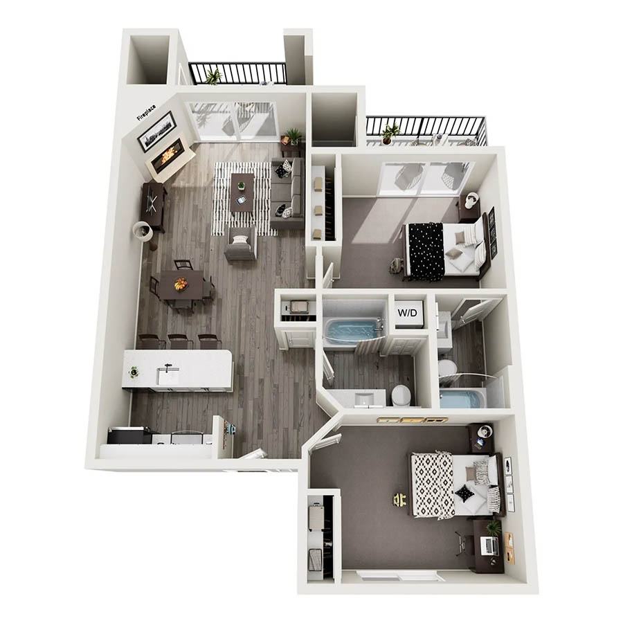 Renovated 2x2 TH floor plan