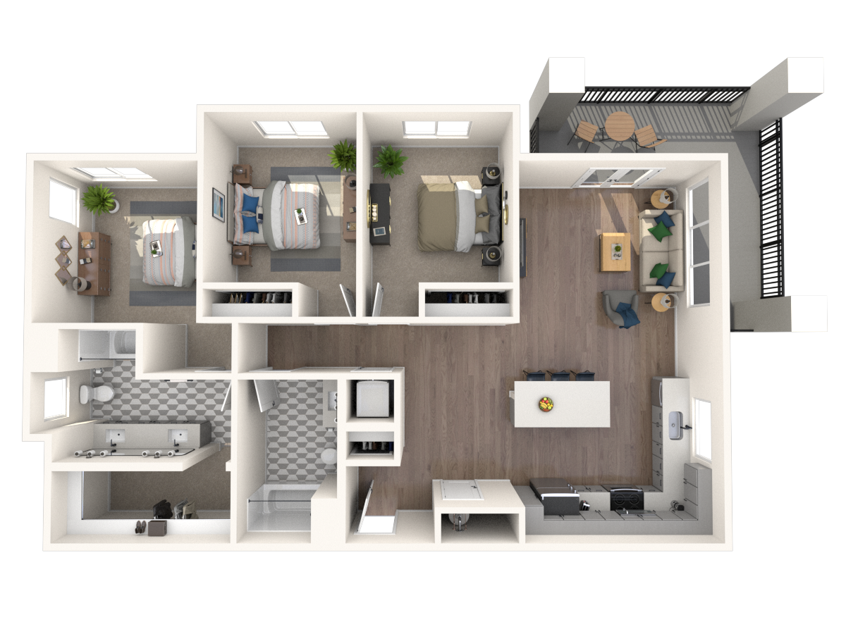 Premier Three Bedroom, Two Bathroom floor plan