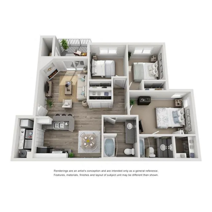 Three Bedroom SM floor plan