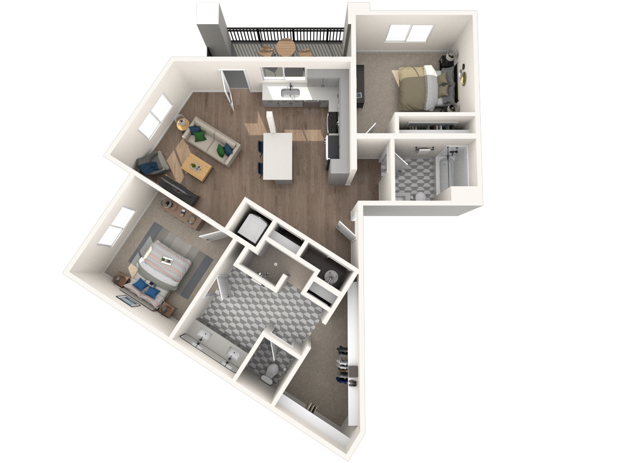 Premier Two Bedroom, Two Bathroom Corner Unit floor plan