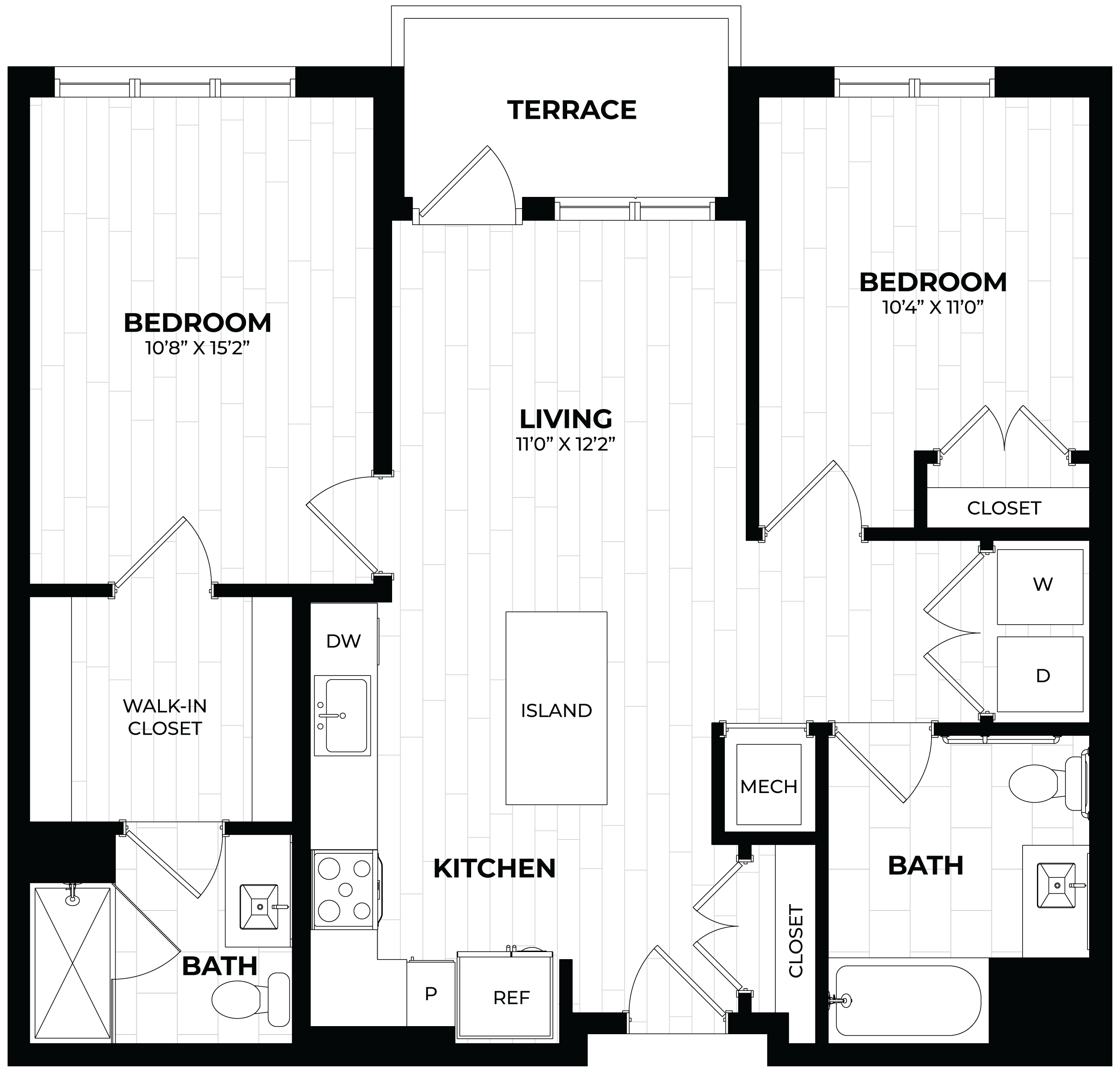 2 Bed/2 Bath-2.2 ANSI floor plan
