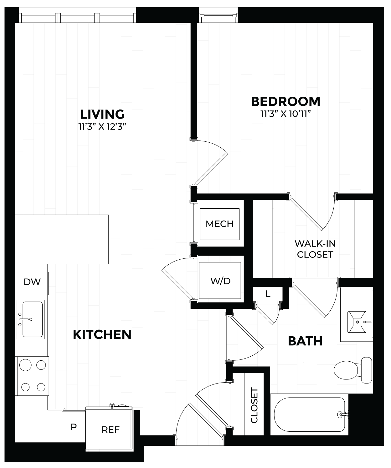 1 Bed/1 Bath-1.4 floor plan