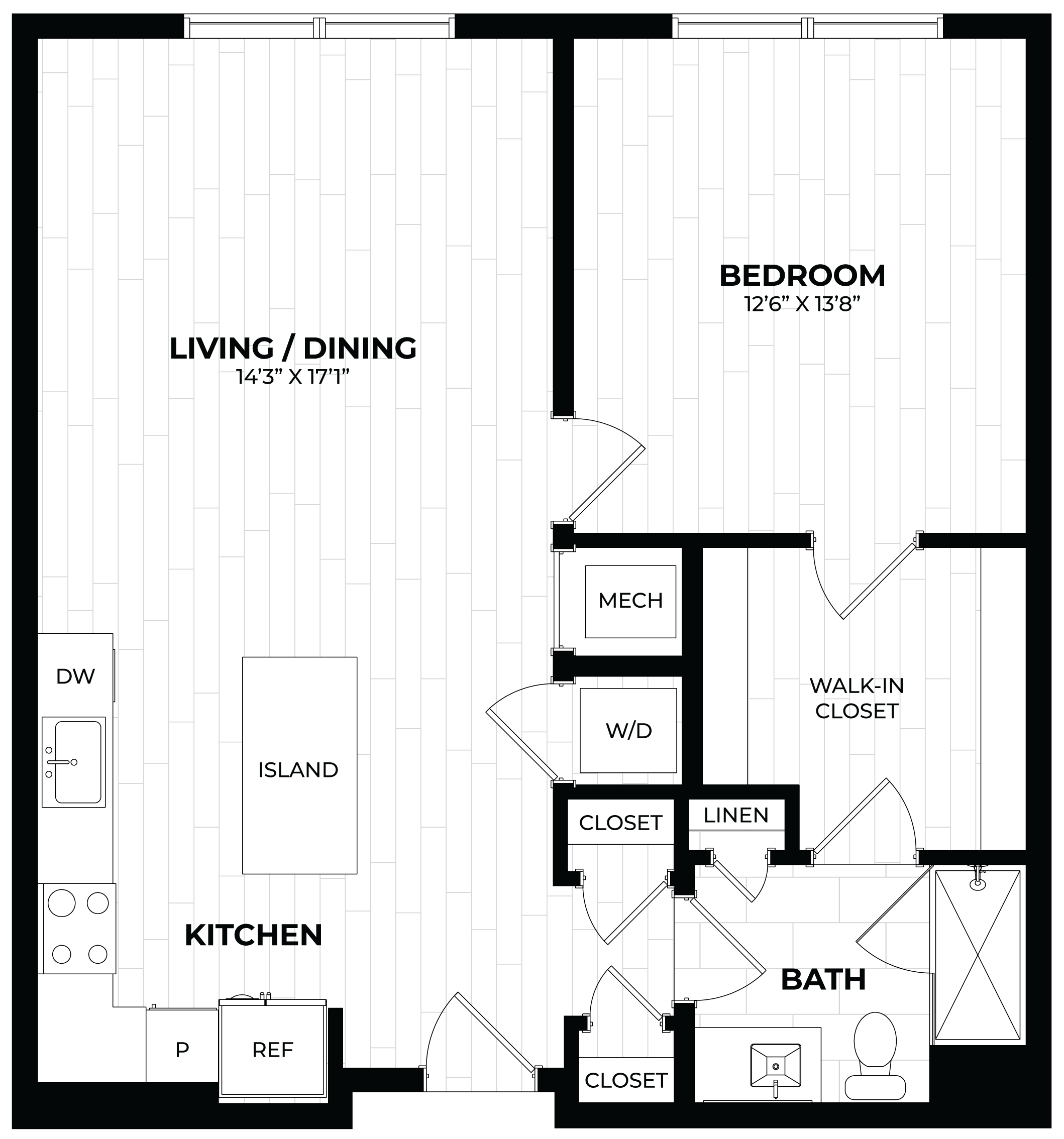 1 Bed/1 Bath-1.2 floor plan