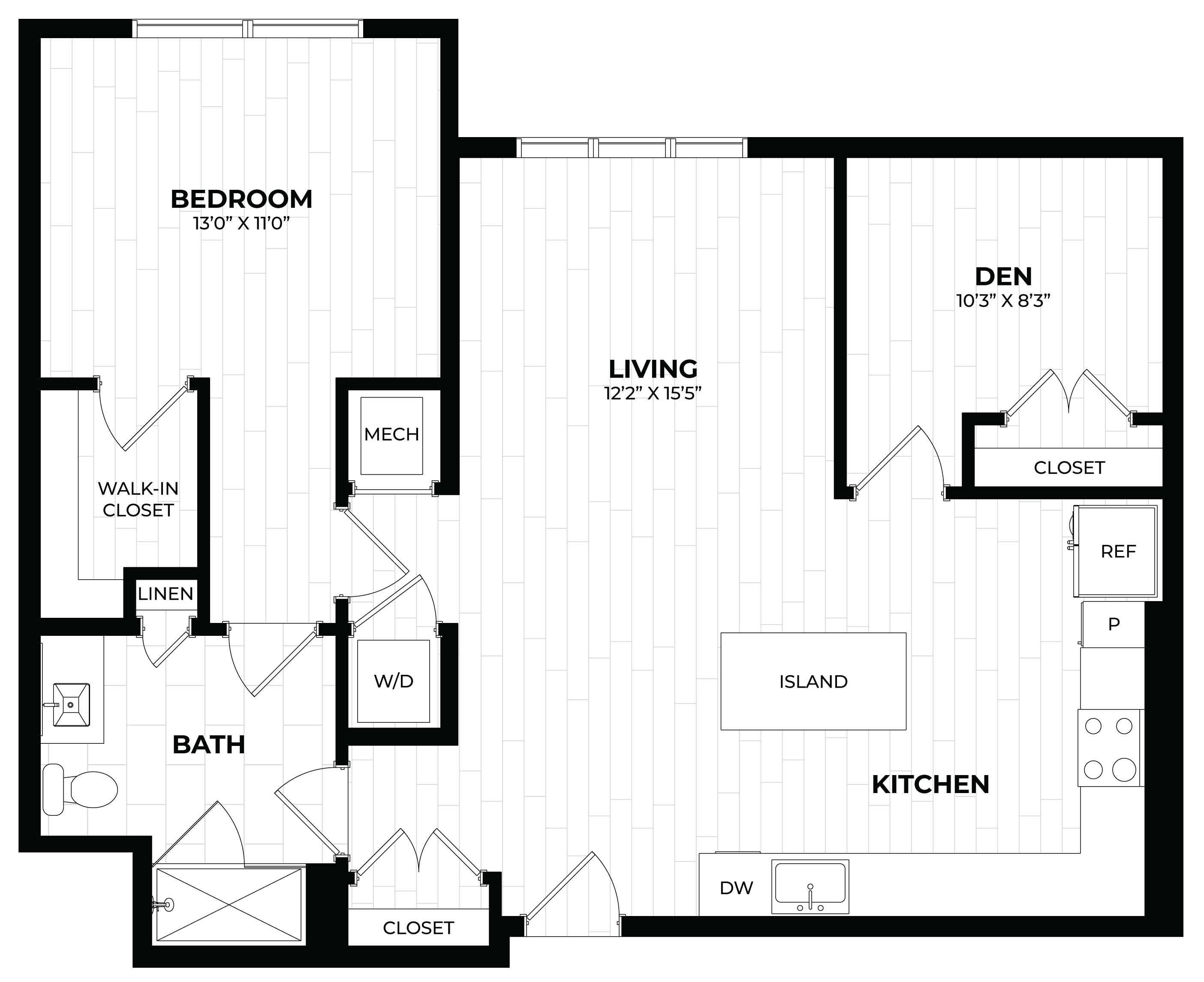 1 Bed/1 Bath Den-1.9 floor plan