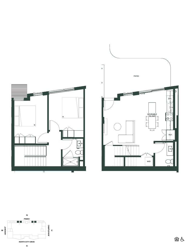 #0133 - 2 bedroom floorplan layout with 2 bathrooms and 1010 square feet
