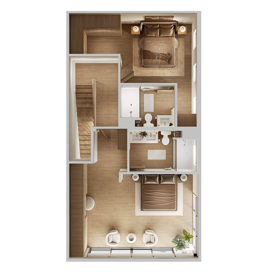 #0803 - 3 bedroom floorplan layout with 3 bathrooms and 1660 square feet
