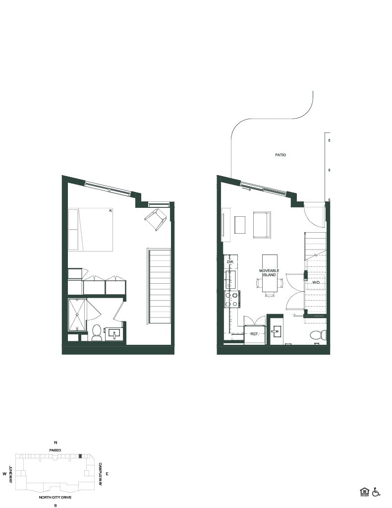 #0137 - 1 bedroom floorplan layout with 1 bathroom and 624 square feet