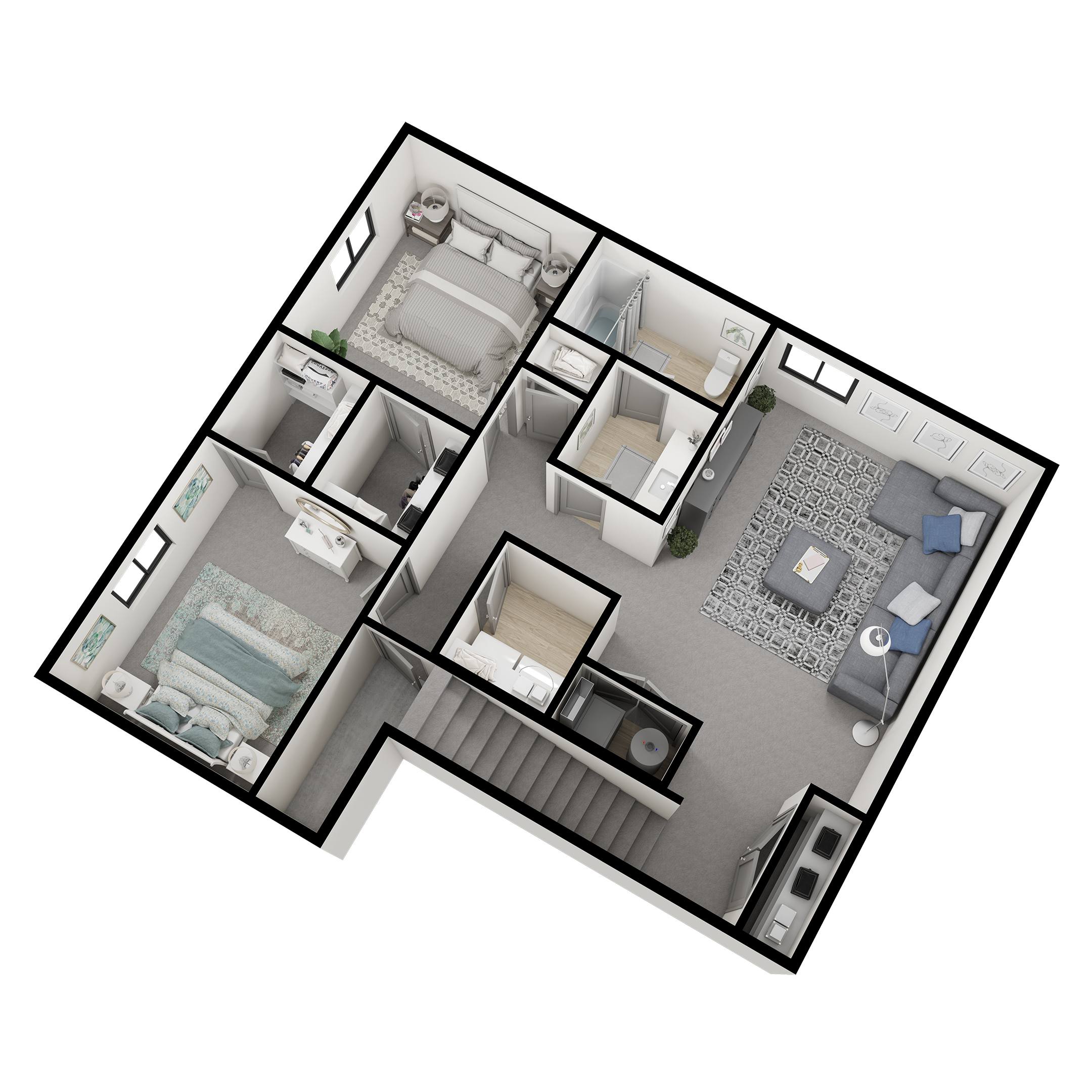 Twin Home 3-Bed w/Finished Basement floor plan