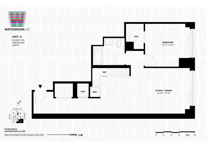 A line  1 bed 2 floor plan