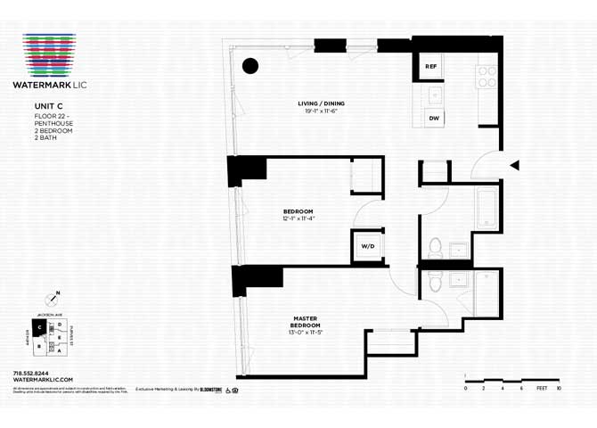 C line 2 bed floor plan