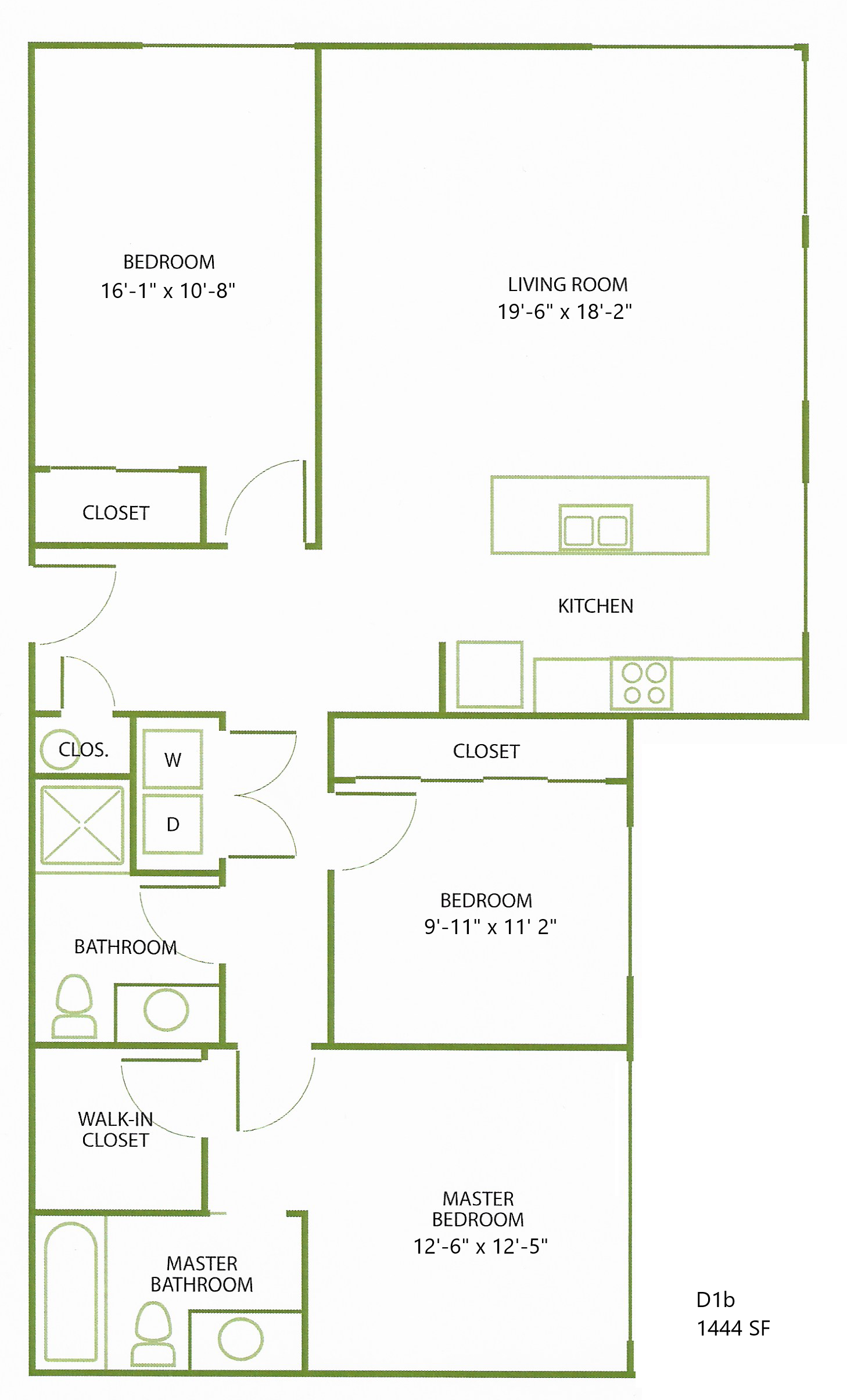 3 Bed/2 Bath-D1B floor plan