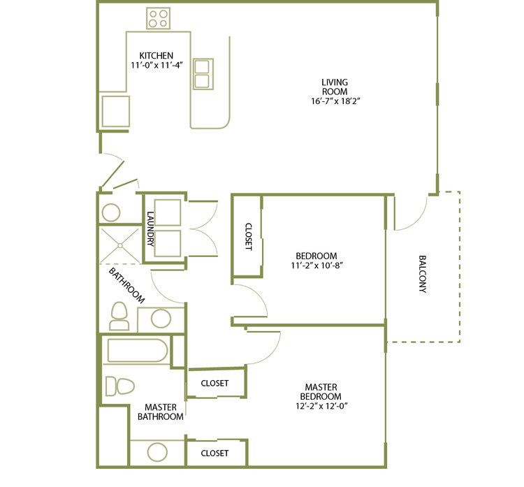 2 Bed/2 Bath-C-4 floor plan