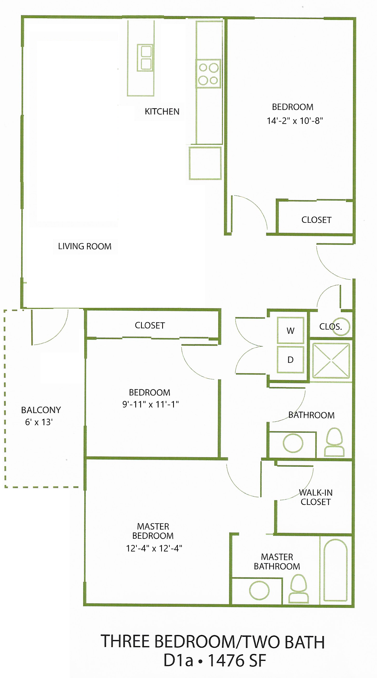 3 Bed/2 Bath-D1A floor plan