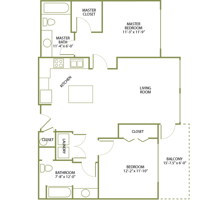 2 Bed/2 Bath-C-7 floor plan