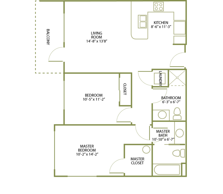 2 Bed/2 Bath-C-51380 floor plan