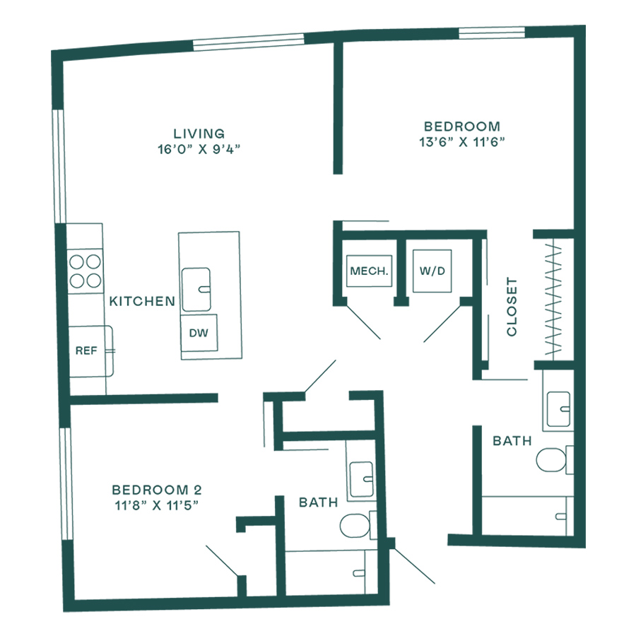 2CB floor plan